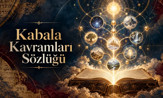 Kadim İbranice kitap ve Sefirot diyagramıyla Kabala Kavramları Sözlüğü