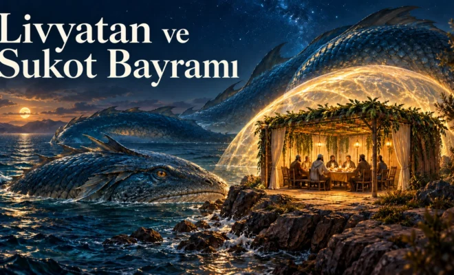 Denizde Livyatan, altın ışıkla çevrelenen Sukka ve sofradaki yedi misafir.