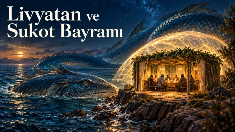 Denizde Livyatan, altın ışıkla çevrelenen Sukka ve sofradaki yedi misafir.